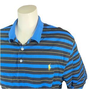 Polo Golf Ralph Lauren Shirt Men's XXL Blue Black Stripe Polo Pima Cotton